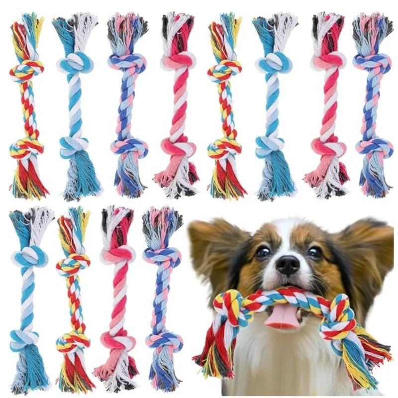 Corde dentaire à mâcher pour chien — Coton tressé, coloris aléatoire
