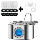 Fontaine à eau pour chat & chien — Inox 3,2 L, filtration silencieuse